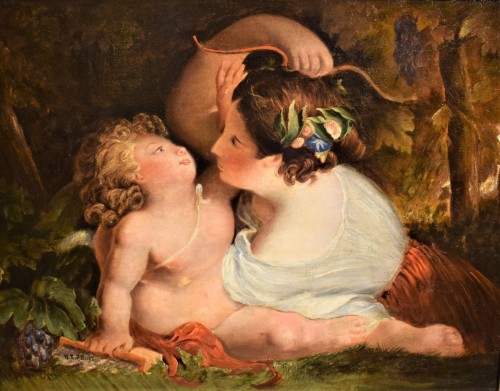 Tableaux et dessins Tableaux XIXe siècle - "Venus et Cupidon" - école anglaise du XIXème